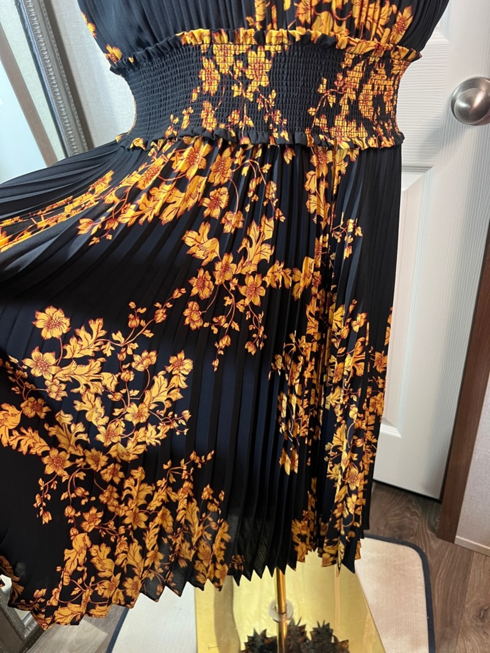 Nanette Lepore Black and Yellow Floral Midi Dress - Picture 2 of 11